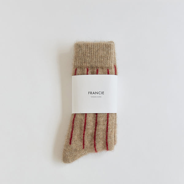 francie stripped socks | natural & red