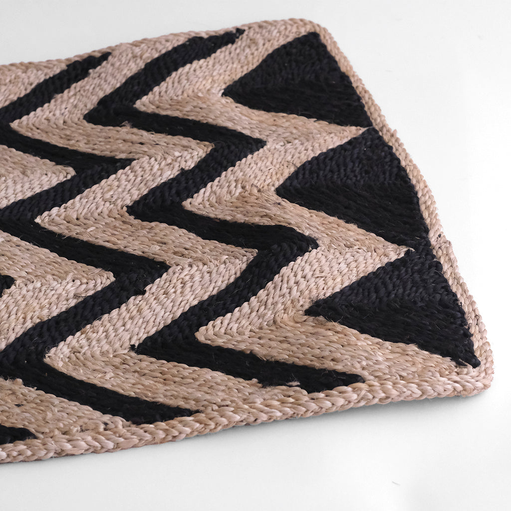 jute chevron floor mat black Garden Objects