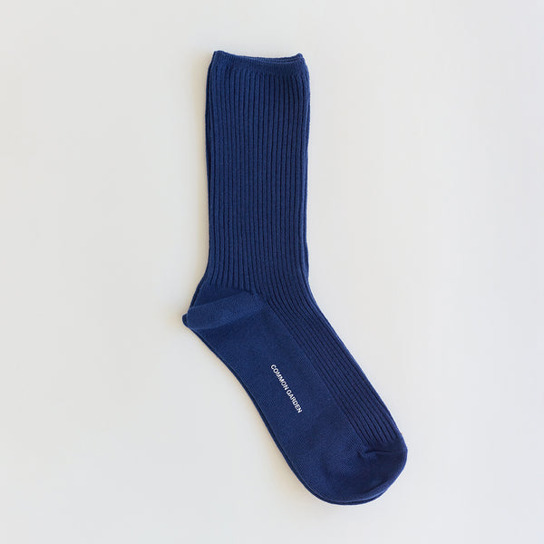 ribbed cotton socks | french blue