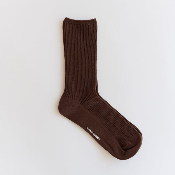 ribbed cotton socks | cocoa