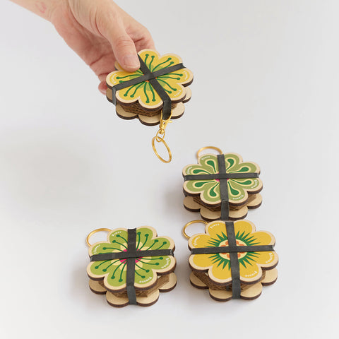 keyring flower press | greens & yellows