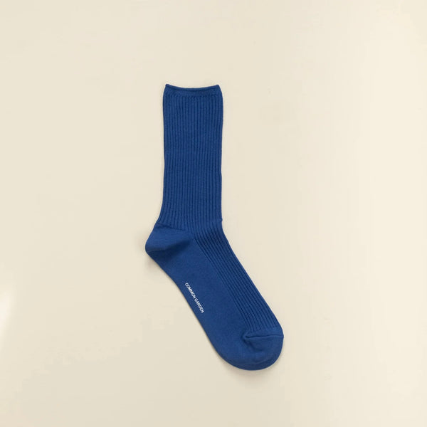 ribbed cotton socks | french blue