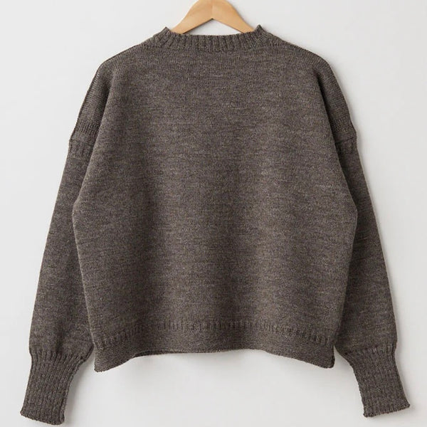 le tricoteur cropped guernsey  | mushroom