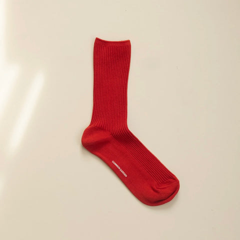 ribbed cotton socks | rust