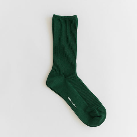 ribbed cotton socks | forest