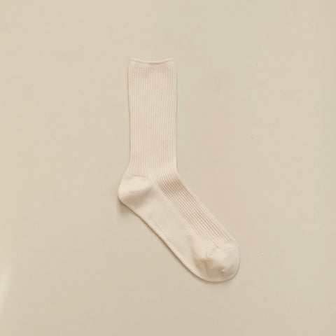 ribbed cotton socks | cream