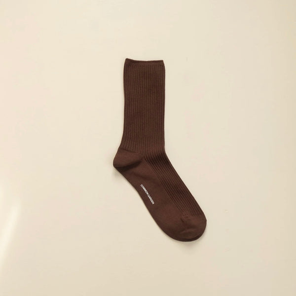 ribbed cotton socks | cocoa