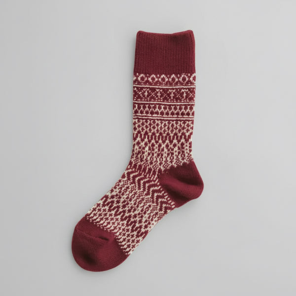 wool jacquard socks | wine