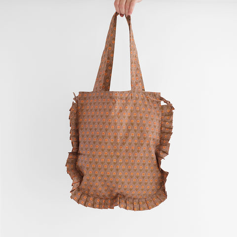 block print frill tote | spring daisy