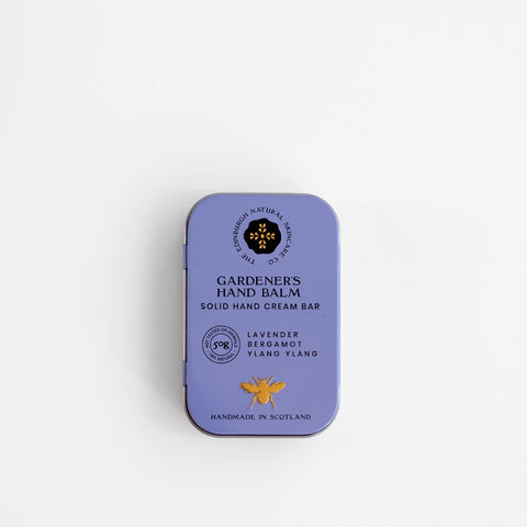 A blue tin of Gardeners Hand Balm with Lavender, bergamot and ylang ylang 