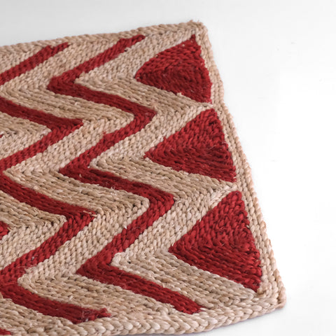 jute chevron floor mat | red