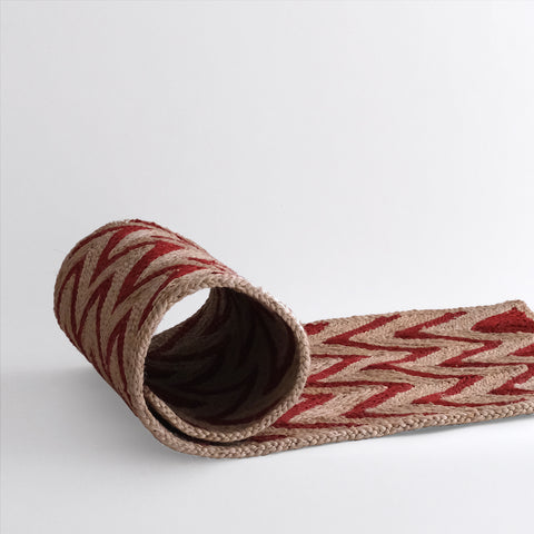 jute chevron floor mat | red